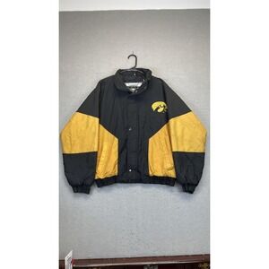 Vintage Iowa Hawkeyes Jacket Mens Large Black Gold NCAA‎ Football Competitor 90s